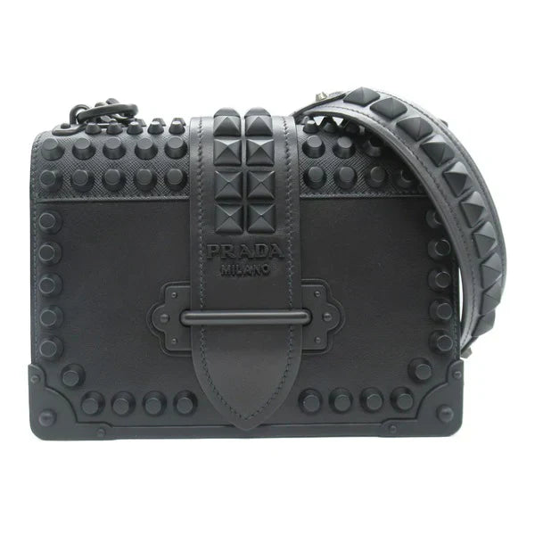 Prada Cahier Studded Shoulder Bag