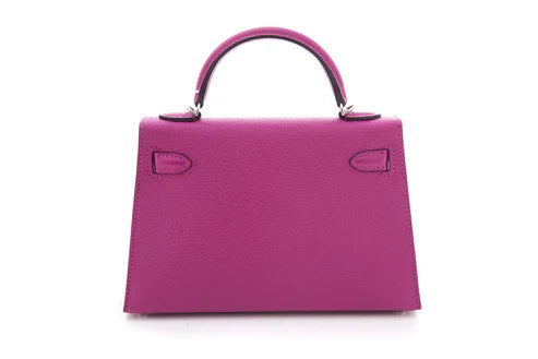 Hermès 2018 Rose Pourpre Chevre Mysore Mini Kelly 20cm W/PHW
