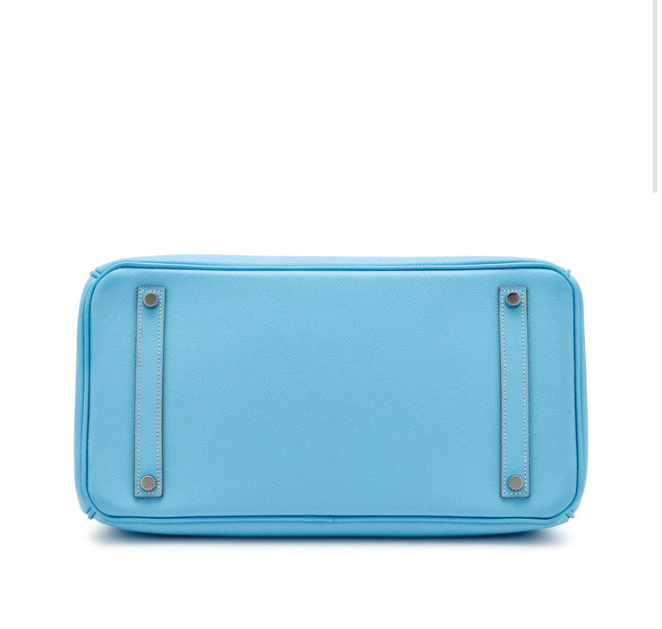 Hermès
Celeste Epsom and Bleu Mykonos Verso Candy Birkin 35 Palladium Hardware, 2011