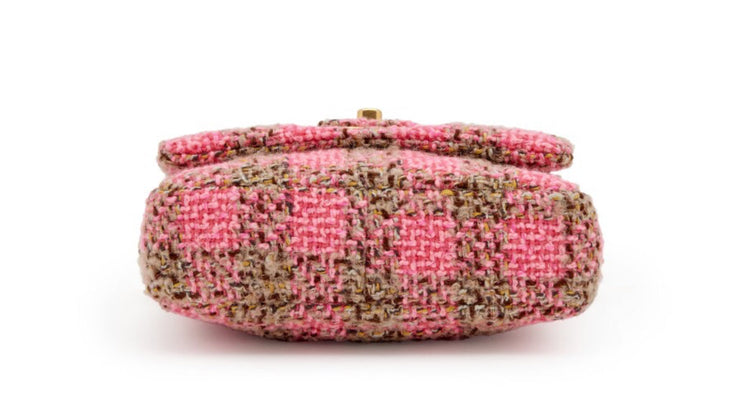 Chanel
Pink and Beige Quilted Wool Tweed Small Elegant Chain Flap Gold Hardware, 2022