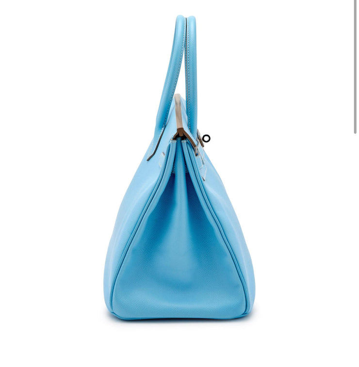Hermès
Celeste Epsom and Bleu Mykonos Verso Candy Birkin 35 Palladium Hardware, 2011
