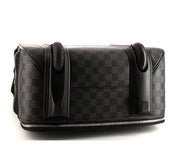 Valigia flessibile Louis Vuitton Pegase in tela a scacchi e pelle nera