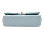Chanel
Light Blue Quilted Caviar Medium Classic Double Flap Light Gold Hardware, 2022