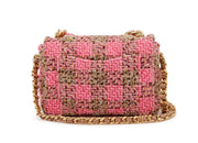 Chanel
Pink and Beige Quilted Wool Tweed Small Elegant Chain Flap Gold Hardware, 2022