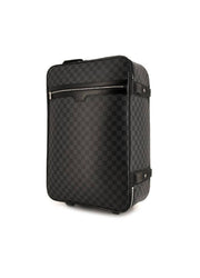 Valigia flessibile Louis Vuitton Pegase in tela a scacchi e pelle nera