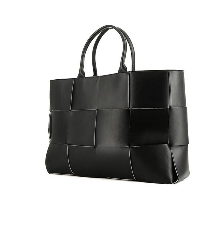 Shopping bag Bottega Veneta Arco 48 in pelle intrecciata nera