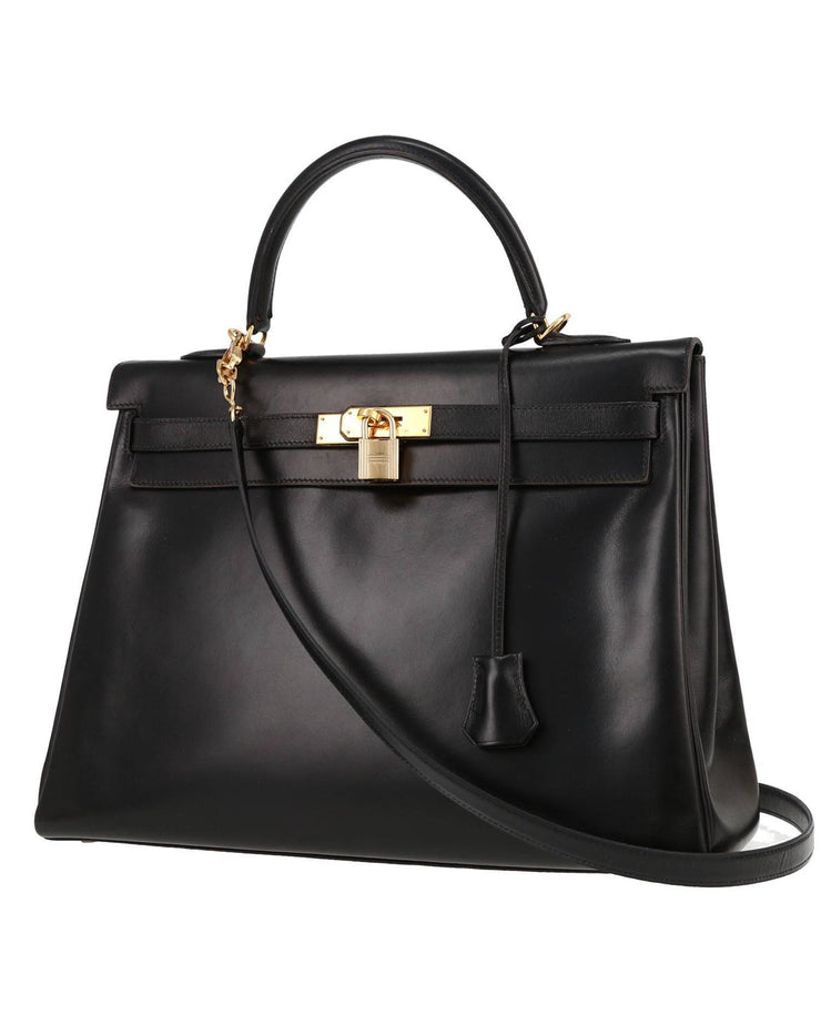 Borsa Hermès Kelly 35 cm in pelle box nera