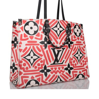 Louis Vuitton Cream Red Monogram Giant Coated Canvas Crafty OnTheGo GM Gold Hardware