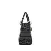 Christian Dior
Grey and Black Leopard Pattern Mizza Embroidery Medium Lady D-Lite Bag Pale Gold Hardware