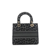 Christian Dior
Grey and Black Leopard Pattern Mizza Embroidery Medium Lady D-Lite Bag Pale Gold Hardware