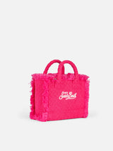 Borsa Mini Vanity in spugna fucsia goffrata