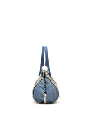 D-Vina-Xs-Borsa in denim trapuntato distressed