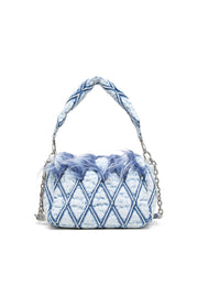Charm-D M-Borsa a spalla in denim e pelliccia sintetica