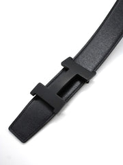 Cintura Hermes Double Pelle Nera Liscia E Pelle Testa Di Moro Martellata