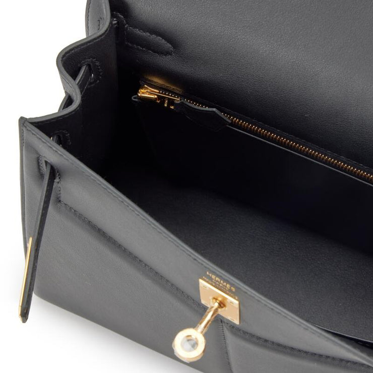 Hermès Black Swift Kelly Padded Sellier 25 Gold Hardware, 2022