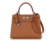 Hermès Gold Epsom and Jaune Ambre Verso Kelly Sellier 25 Palladium Hardware, 2021