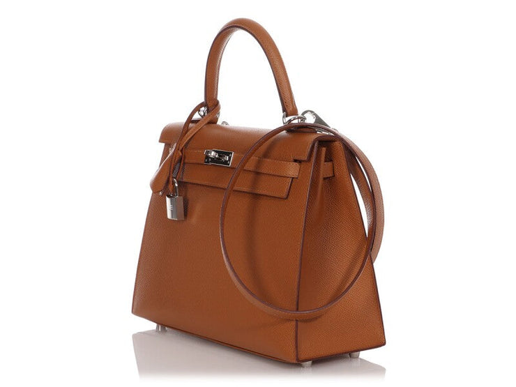 Hermès Gold Epsom and Jaune Ambre Verso Kelly Sellier 25 Palladium Hardware, 2021