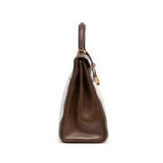 Hermès Vert Olive Barenia and Ecru Toile Retourne Kelly 32 Gold Hardware, 2002