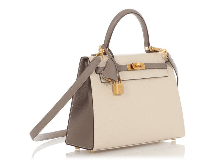 Hermès Nata and Gris Epsom HSS Kelly 25 Gold Hardware, 2021